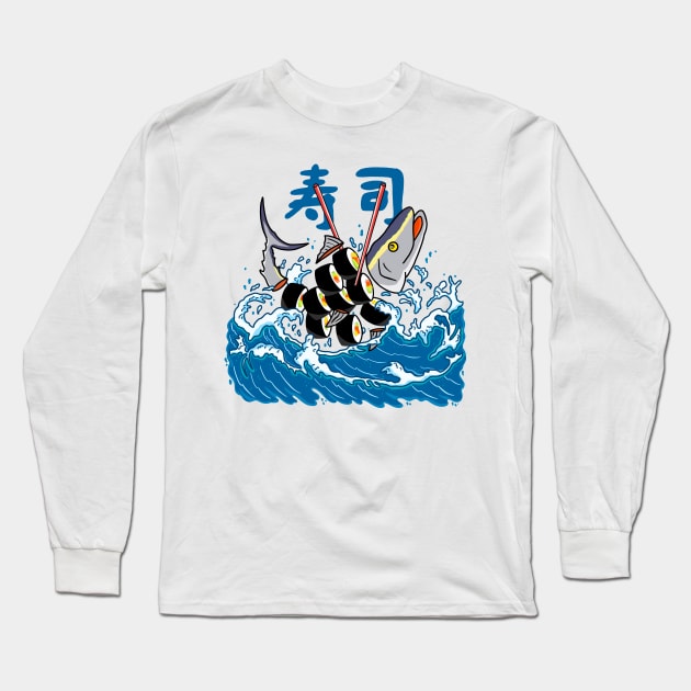 Tuna Sushi in the Wave Long Sleeve T-Shirt by Kimprut